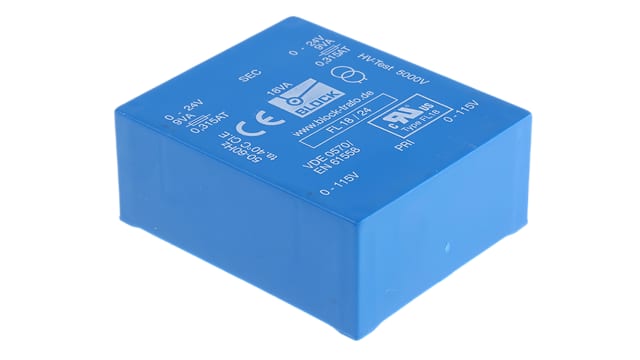 Block 24 V ac 2 Output Through Hole PCB Transformer, UL, VDE 18 VA | FL 18/24