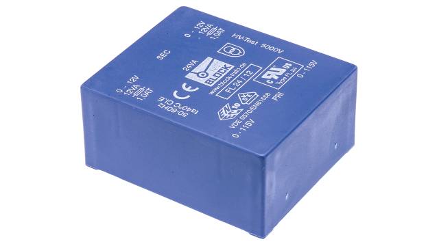 Block 12 V ac 2 Output Through Hole PCB Transformer, UL, VDE 24 VA | FL 24/12