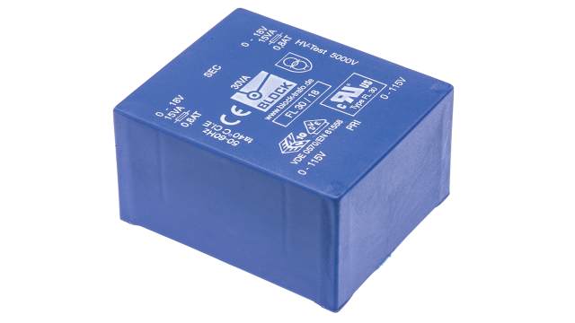 Block 18 V ac 2 Output Pin PCB Transformer, UL 94 V-0, DIN EN 61558-2-6, DIN EN 61558-2-1, ENEC 10 (VDE), DIN EN | FL 30/18