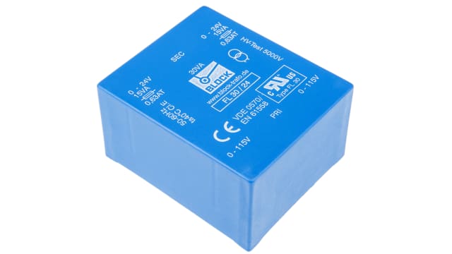 Block 24 V ac 2 Output Through Hole PCB Transformer, UL, VDE 30 VA | FL 30/24