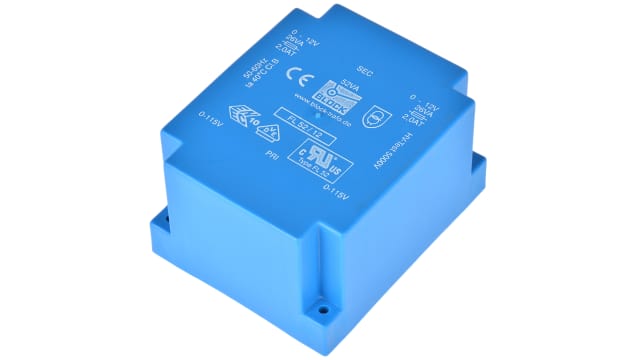 Block 12 V ac 2 Output Through Hole PCB Transformer, VDE, UL 52 VA | FL 52/12