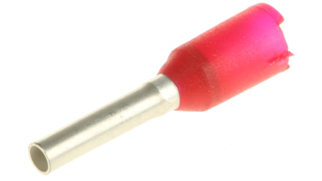 Weidmüller Insulated Crimp Bootlace Ferrule, 8 mm Pin Length, 1.4 mm Pin Diameter, Red 17 AWG Wire Size | 9004330000