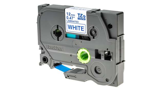 Brother Blue on White Label Printer Tape, 8 m Length, 12 mm Width | TZe-233