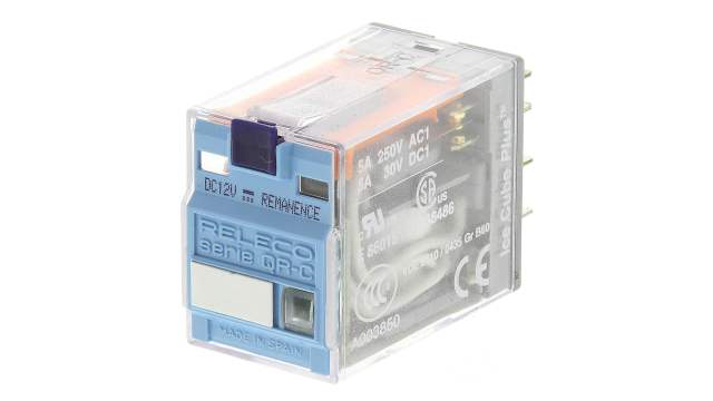 Releco Plug In Latching Power Relay, 12V dc Coil, 5A Switching Current, DPDT | C9-R21 / DC 12 V