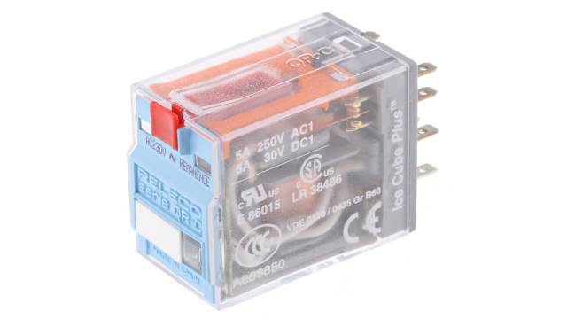 Releco Plug In Latching Power Relay, 230V ac Coil, 5A Switching Current, DPDT | C9R21N230A
