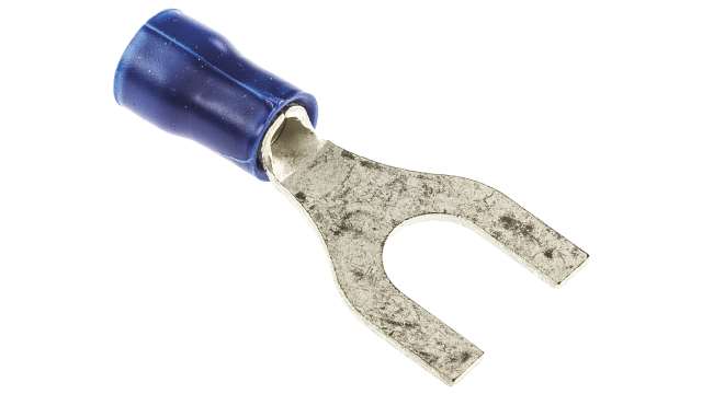 TE Connectivity, PLASTI-GRIP Insulated Crimp Spade Connector, 16 AWG to 14 AWG, M6 Stud Size Polyvinyl Chloride, Blue | 130568
