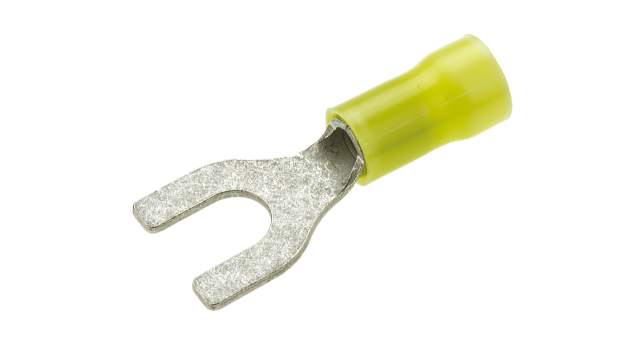 TE Connectivity, PLASTI-GRIP Insulated Crimp Spade Connector, 12 AWG to 10 AWG, M6 Stud Size Polyvinyl Chloride, Yellow | 165019