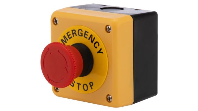 Omron Push Button Control Station - 1 NC, Red, Emergency Stop, IP65 | A22NE-M-P002-N-B