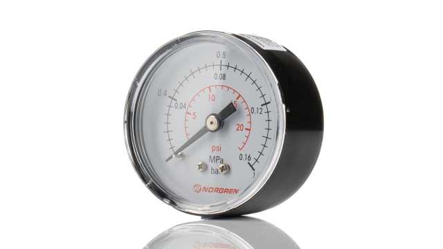 Norgren Analogue Pressure Gauge 1.6bar Back Entry 50mm Outside Diameter | 18-015-010