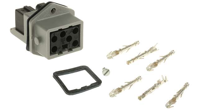 Hirschmann, ST IP54 Grey Panel Mount 5+PE Heavy Duty Power Connector Plug, Socket, Rated At 10A, 250 V, 400 V | 931694106 STAKEI 5