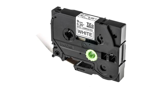 Brother Black on White Label Printer Tape, 8 m Length, 9 mm Width | TZEN221