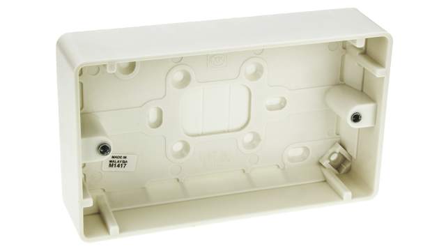 MK Electric Logic Plus White Gloss Urea Moulded, High Grade Thermoset Back Box, BS, IP20, Surface, Flush Mount, 2 Gangs | K2142 WHI