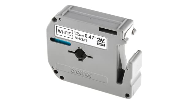 Brother Black on White Label Printer Tape, 8 m Length, 12 mm Width | MK231BZ