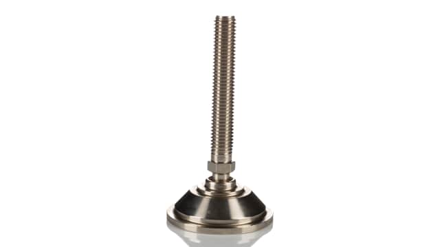 Nu-Tech Engineering M12 55 mm Dia. Adjustable Foot, Nickel Plated Steel, 1000 kg Static Load Capacity 10 ° Tilt Angle | A070/001