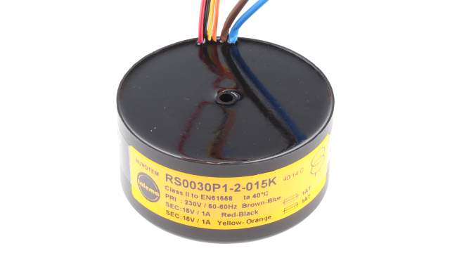 Nuvotem Talema 230 V ac 2 x 15 V ac Toroidal Transformer 2 Output 30 VA, EN61558, EN60065, UL506, UL5, VDE0550, BS415 | 0030P1-2-015K