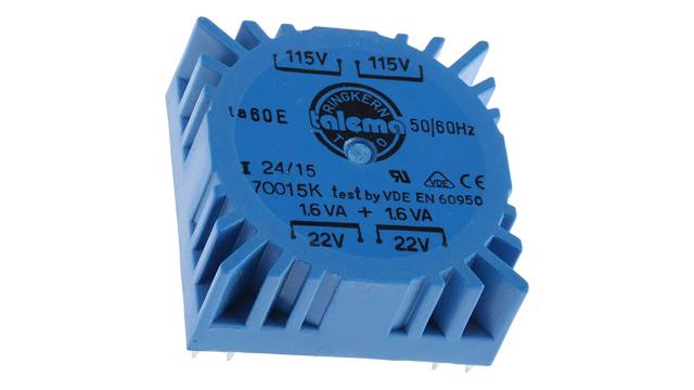 Nuvotem Talema 115 V, 230 V ac 2 x 22 V ac Toroidal Transformer 2 Output 3.2 VA, UL, IEC | 70015K