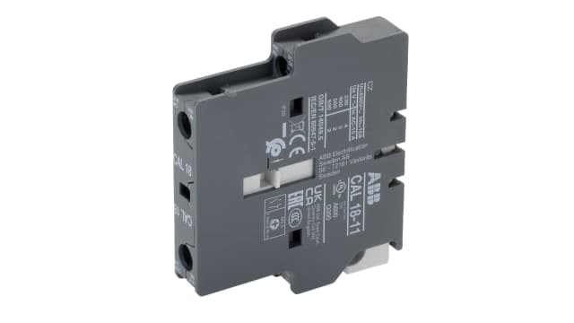 ABB Auxiliary Contact Block, 2 Contact, 1NC + 1NO, Front Mount, CAL18 CAL18 | 1SFN010720R1011 CAL18-11