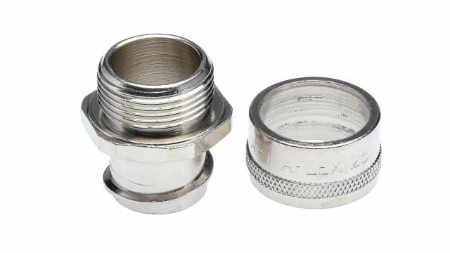 Adaptaflex Conduit Nickel, Conduit Fitting, 25 mm Nominal Size, M25, Brass, Silver IP40  rating | 7TCA296010R0098  S25/M25/A