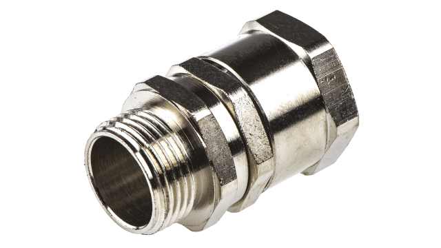 Adaptaflex Conduit Nickel, Conduit Fitting, 20 mm Nominal Size, M20, Brass, Silver IP54  rating | 7TCA296040R0127  SPB20/M20/B