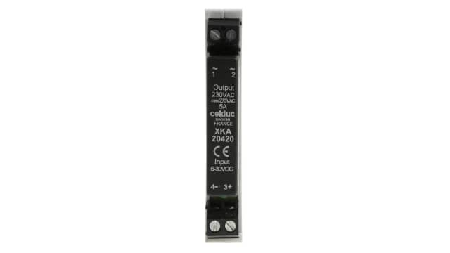 Celduc XK Series Solid State Interface Relay, 30 V Control, 5 A Load, DIN Rail Mount | XKA20420