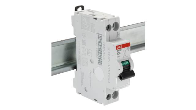 ABB MCB SN200 SN201 Miniature Circuit Breaker, 1-Pole, 4 A, Type C, 230 V ac AC, 6 kA Breaking Capacity | 2CSS255101R0044 SN201-C4 -