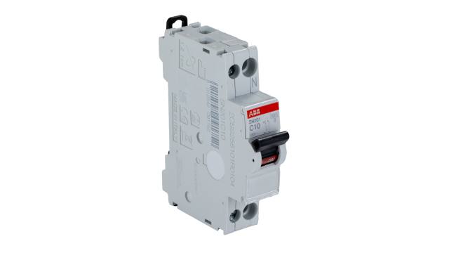 ABB MCB SN200 SN201 Miniature Circuit Breaker, 2-Pole, 10 A, Type C, 230 V ac AC, 6 kA Breaking Capacity | 2CSS255101R0104 SN201-C10 -