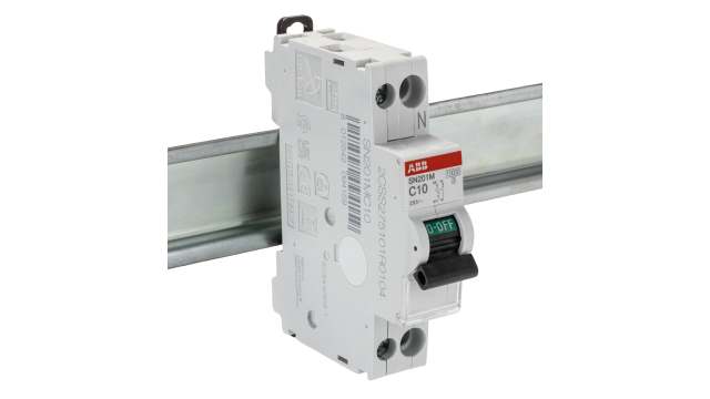 ABB MCB SN200 SN201 Miniature Circuit Breaker, 1-Pole, 10 A, Type C, 230 V ac AC, 10 kA Breaking Capacity | 2CSS275101R0104 SN201 M-C10 -