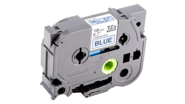 Brother Black on Blue Label Printer Tape, 8 m Length, 18 mm Width | TZe-541