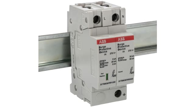 ABB 2 Phase Industrial Surge Protector, 100 kA, 1.4 kV, DIN Rail | 2CTB803972R1200