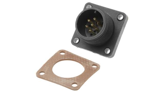 Hirschmann, CM, Polyamide Straight 7 Way Panel MIL Spec Circular Connector Male Black, Female Contacts,Shell Size 14, | 932455100 CM 02 E 14S-61 P