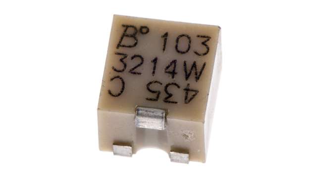 10 kΩ, Surface Mount Trimmer Potentiometer, J-Hook 0.25 W Top Adjust Bourns, 3214 | 3214W-1-103E