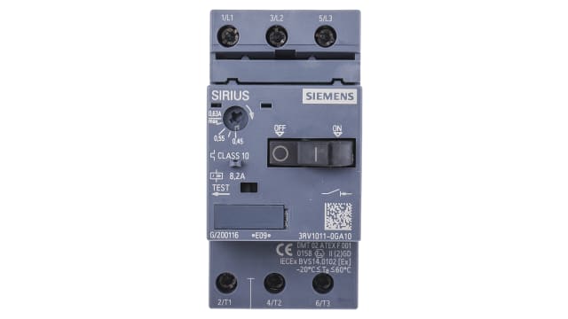 Siemens 0.45 → 0.63 A SIRIUS 3RV Motor Protection Circuit Breaker | 3RV1011-0GA10