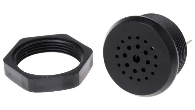 Sonitron 94 dB Panel Mount Continuous Internal 19 mm Piezo Buzzer Component 3.5 V dc Min 9 V dc Max | SP27 GREY