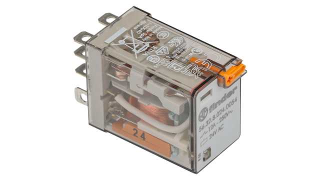 Finder Plug-In Mount Power Relay, 24V ac Coil, 20A Switching Current, DPDT | 563280240054