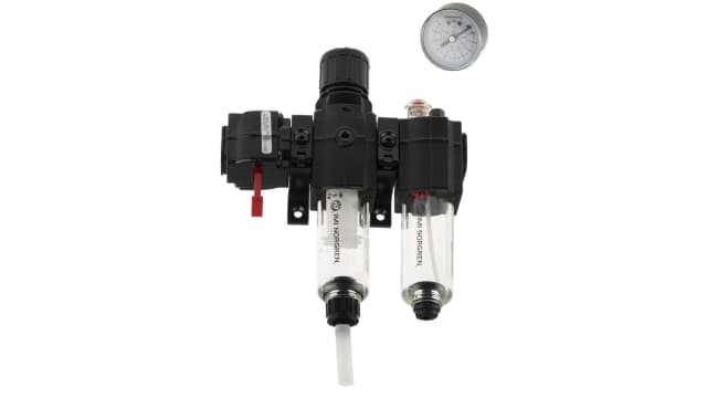 Norgren 3/8 in G FRL, Semi Automatic Drain, 40 μm Filtration Size - No | BL72-301G