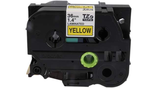 Brother Black on Yellow Label Printer Tape, 8 m Length, 36 mm Width | TZE-661