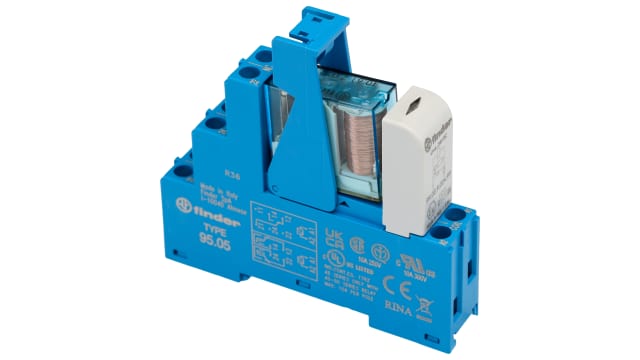 Finder 48 Series Electromechanical Interface Relay, DIN Rail Mount, 12V Coil, SPDT, 1-Pole, 16A Load | 48.61.7.012.1050SPA
