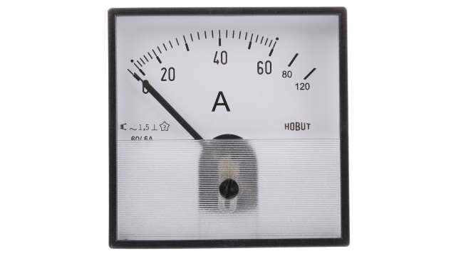 HOBUT Analogue Panel Ammeter 120 A AC, 72 mm x 72 mm Moving Iron | PD72MIS5A2/2-001 0/60/120A