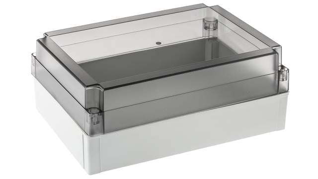 Fibox MNX Series Grey Smoked Transparent Lid Polycarbonate Enclosure, IP67, IP66, IK08 100 mm, 255 mm, 180 mm | PC 200/100 HT ENCLOSURE