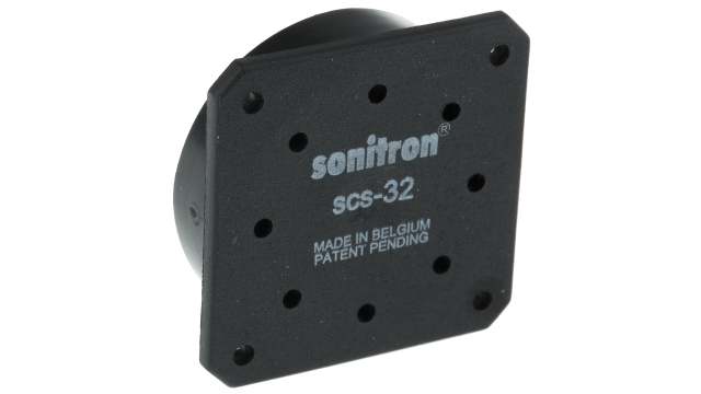 Sonitron Piezoelectric Miniature Speaker, 100 dB 500 Hz, 66 nF 8 kHz, 5.8 mm Lead Length 60 V Pk-Pk 9.7 mm 33.5 mm 33.5 | SCS-32-P10
