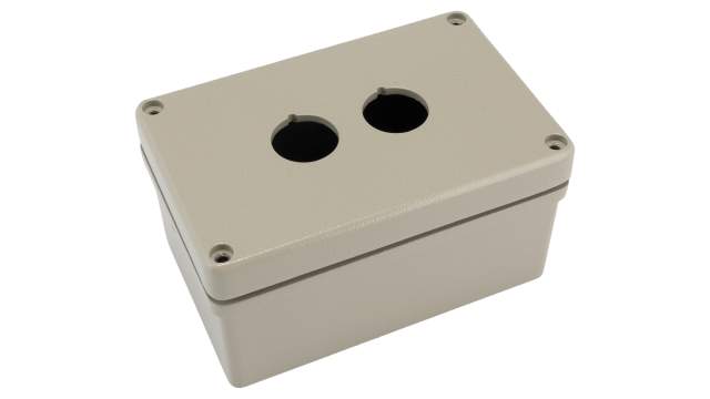 Eaton Pebble Grey Aluminium RMQ-Titan Push Button Enclosure - 2 Hole 22 mm Diameter | 118459 M22-I2M-SAL