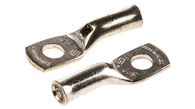 TE Connectivity, XCT Uninsulated Ring Terminal, 5 mm Stud Size 10 AWG 10 AWG Wire Size, Grey | 710032-2