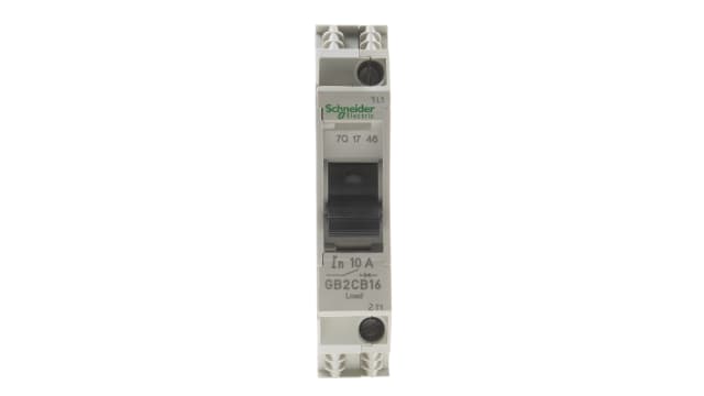 Schneider Electric Thermal Circuit Breaker - GB2  Single Pole 277V ac Voltage Rating DIN Rail Mount, 10A Current Rating | GB2CB16