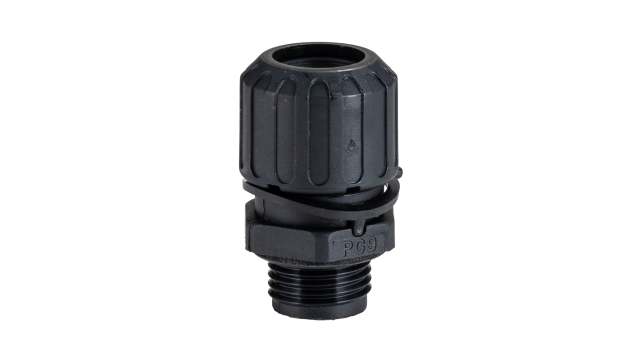 Adaptaflex Black, Conduit Fitting, 13 mm Nominal Size, PG9, Polyamide 66, Black IP67, IP66, IP68, IP69K  rating | ASF13/PG9/A & AWB13