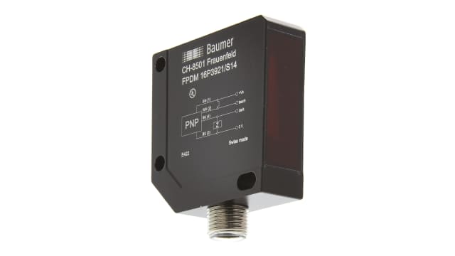 Baumer Retroreflective Photoelectric Sensor, Block Sensor, 4 m Detection Range | FPDM 16P3921/S14