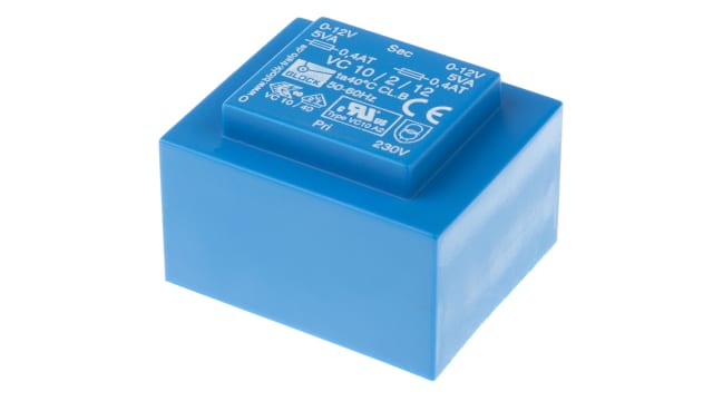 Block 2 x 12 V ac 2 Output Pin PCB Transformer, EN 61558-2-6, ENEC (VDE), DIN EN 61558-2-6, CSA 22.2 No.66, UL | VC 10/2/12
