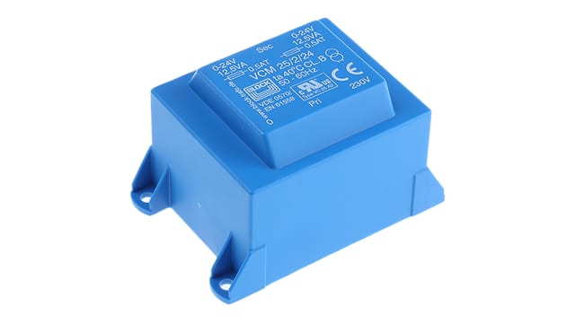 Block 24 V ac 2 Output Through Hole PCB Transformer, VDE, UL 25 VA | VCM 25/2/24