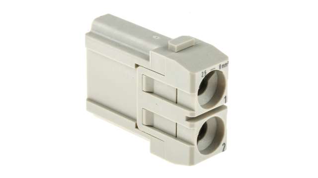 Han-Modular Series Male Module, 2 Way, 1 Row, Rated At 40A, 1 kV, Han 40A Axial | 09140022601