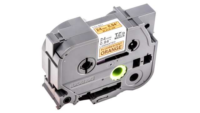 Brother Black on Fluorescent orange Label Printer Tape, 5 m Length, 24 mm Width | TZE-B51