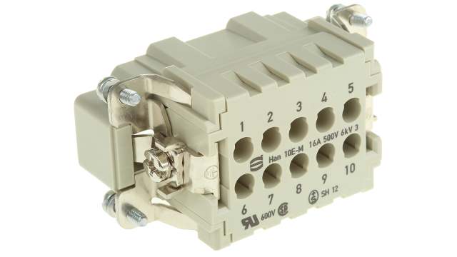 Han E Series size 16 A Connector Insert, Male, 10 Way, 16A, 500 V | 09330102602